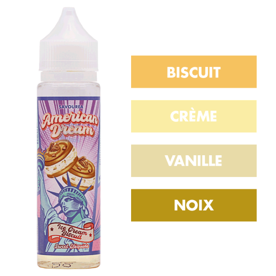 E-liquide Ice Cream Biscuit 50 mL - American Dream (Savourea) E-liquide Ice Cream Biscuit 50 mL - American Dream (Savourea)