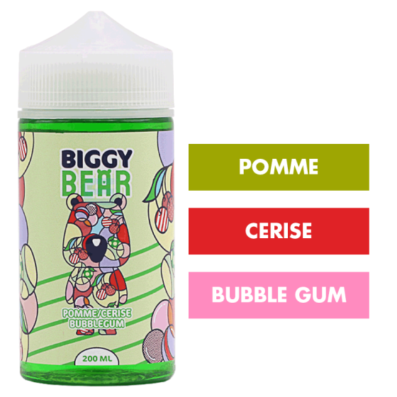 E-liquide Pomme Cerise Bubblegum 200 mL - Biggy Bear E-liquide Pomme Cerise Bubblegum 200 mL - Biggy Bear