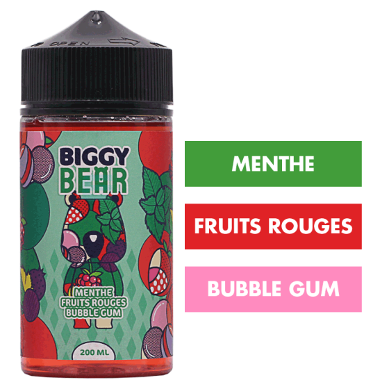 E-liquide Menthe Fruits Rouges Bubble Gum 200 mL - Biggy Bear E-liquide Menthe Fruits Rouges Bubble Gum 200 mL - Biggy Bear