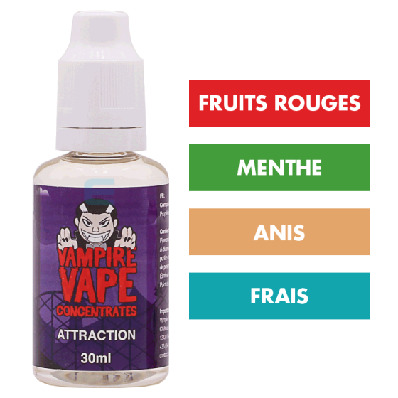 Concentré Attraction 30 mL - Vampire Vape Concentré Attraction 30 mL - Vampire Vape