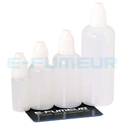 Flacon verre bleu avec pipette 15, 30, 50 et 100 mL