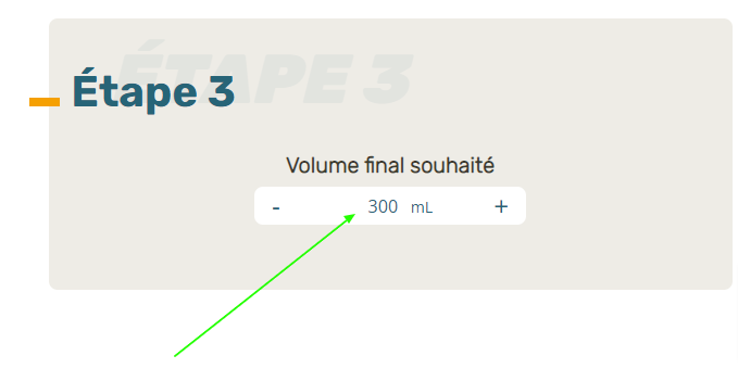 Etape 3 : choisir le volume total de e-liquide à créer