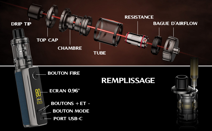 Caractéristiques kit Target 80 Tank Edition Vaporesso