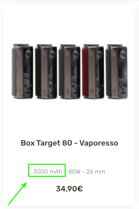 valeur en mAh d'une batterie de cigarette électronique