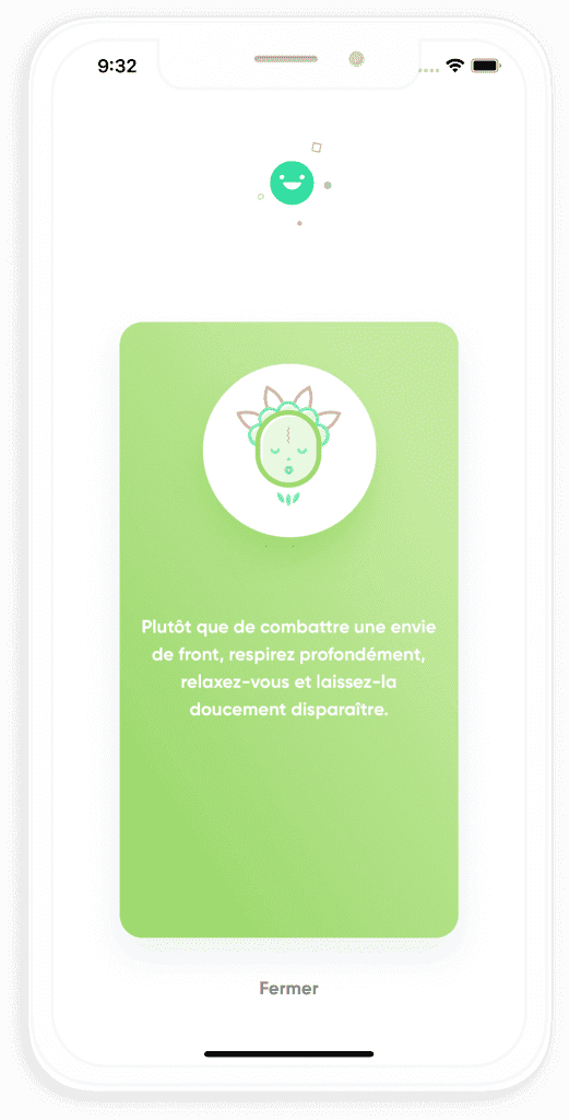 Carte de motivation de l'application Kwit.