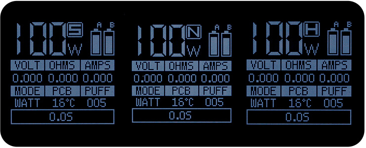 écran de contrôle du mod Alien 220 Watts TC