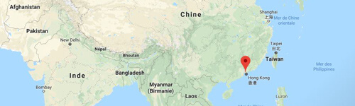 carte de la Chine avec Shenzhen indiqué par un marqueur de position