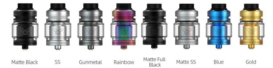 les différents coloris de l'atomiseur Dead Rabbit V2 RTA