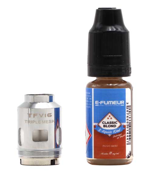 e-liquide E-Fumeur et résistance TFV16 Triple Mesh