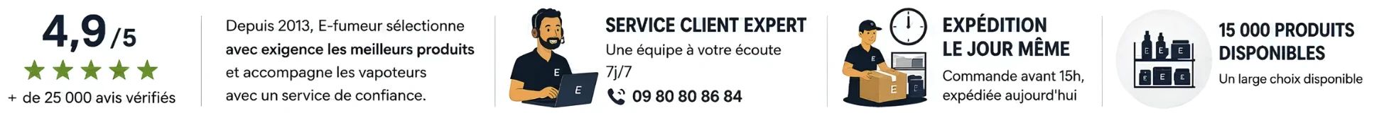 4,9 sur 5 avec plus de 25 000 avis vérifiés, service client expert 7j/7, expédition le jour même et 15 000 produits disponibles