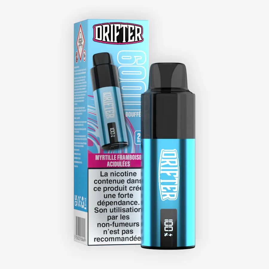 Kit Drifter Bar 6000 850mah Myrtille Framboise Acidulees 10+2ml 20mg Drifter