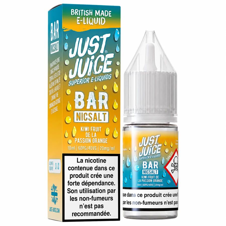 E-liquide Kiwi Fruit de la Passion Orange 10 mL - Bar Nicsalt Just Juice