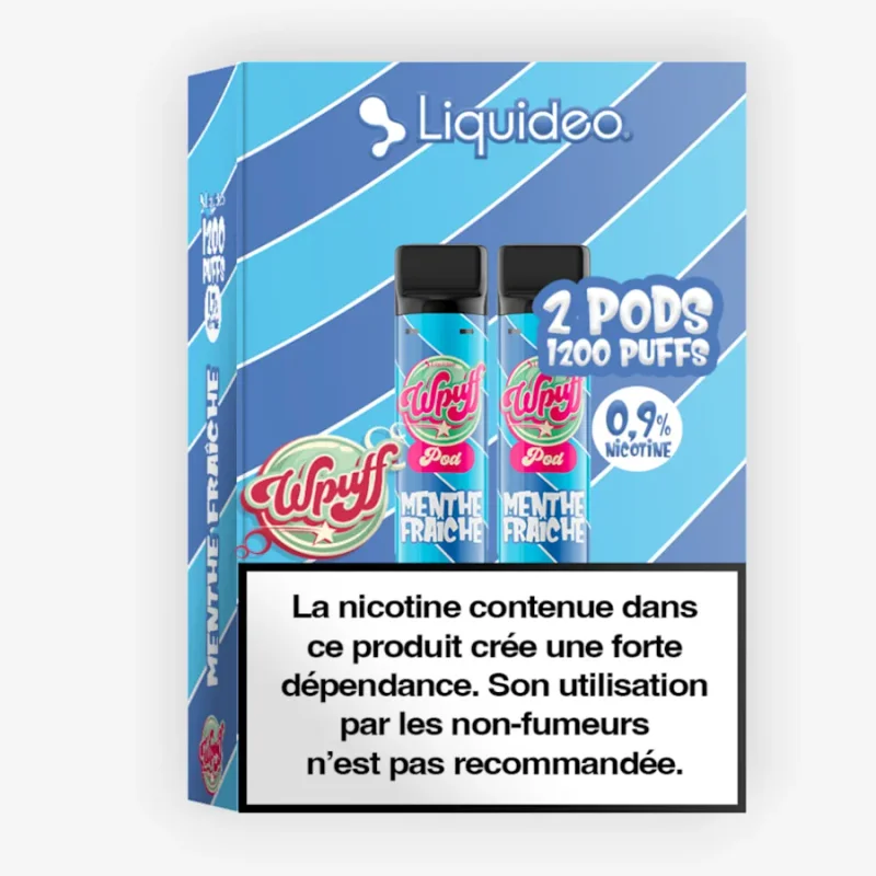 Pack de 2 Pods Wpuff 1800 Pod Menthe Fraiche 2ml 0.9% Liquideo