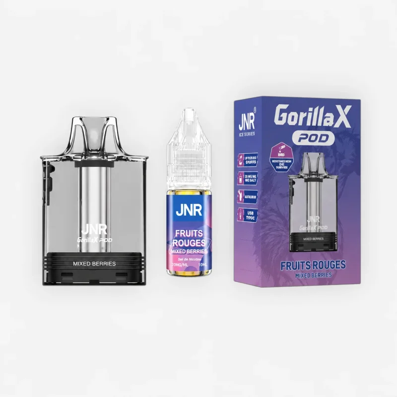 Cartouche Gorilla X Vide + E-liquide 10 mL Fruits Rouges 20 mg - JNR
