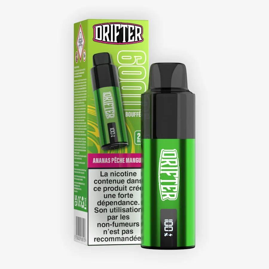 Kit Drifter Bar 6000 850mah Ananas Peche Mangue 10+2ml 20mg Drifter