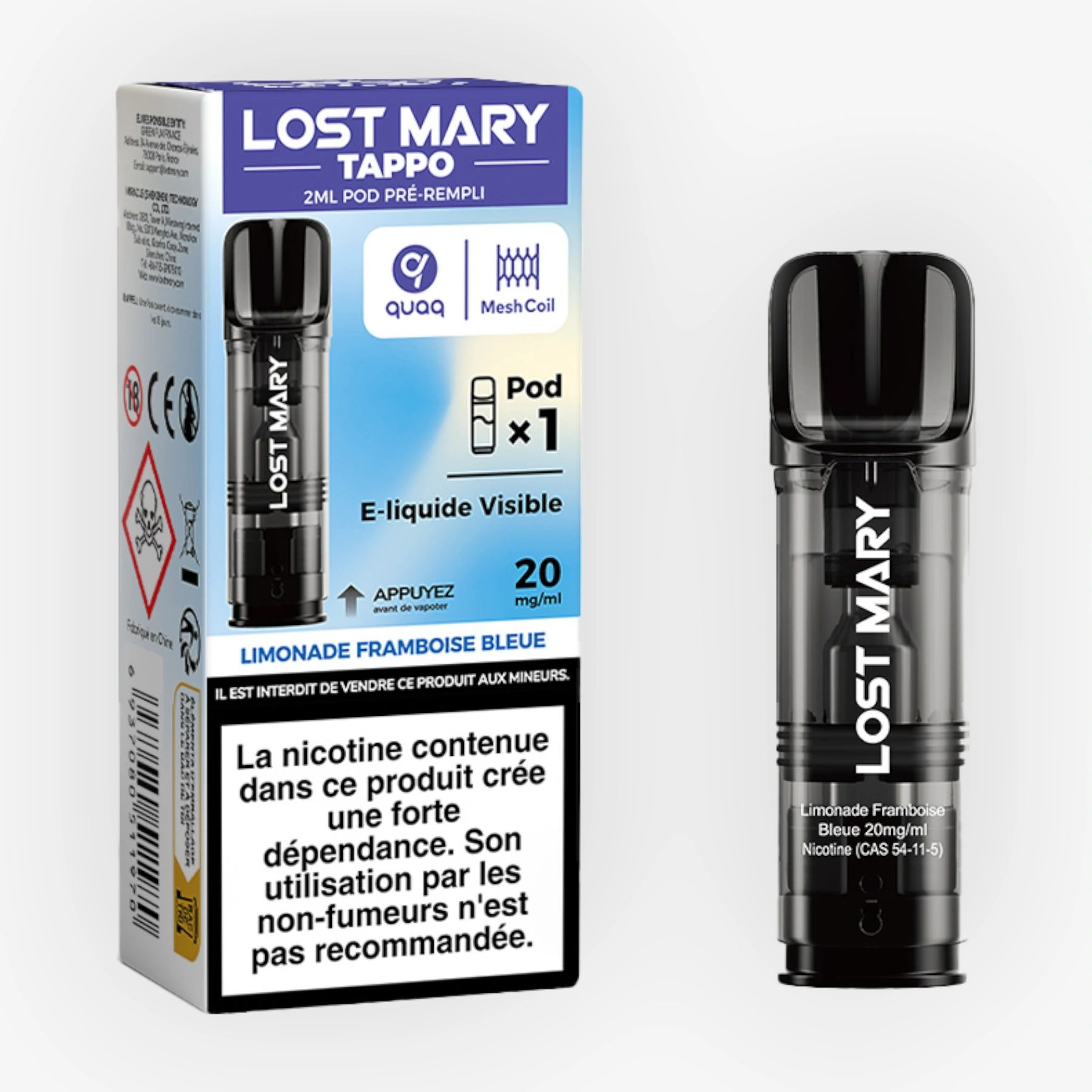 Pod Tappo Limonade Framboise Bleue 2ml 20mg Lost Mary