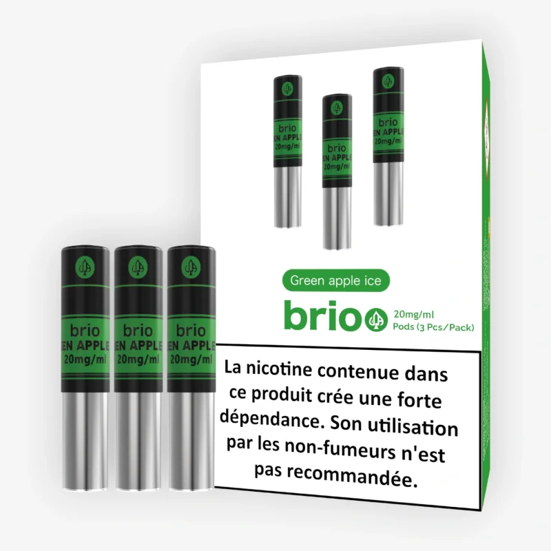 Pack de 3 Pods Brio Green Apple Ice 1ml 20mg Da One