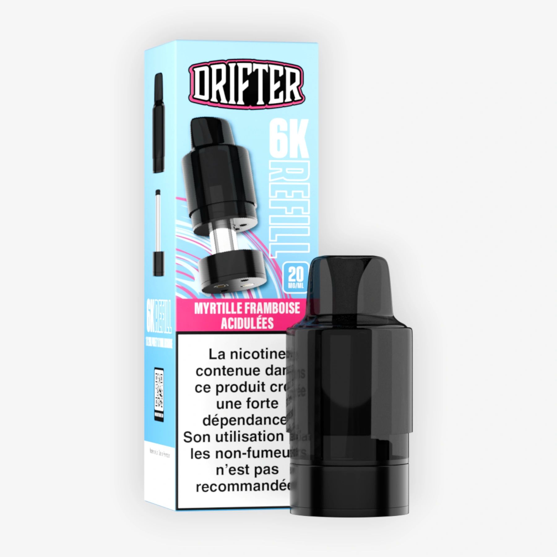 Drifter Bar 6000 Refill 10+2ml 20mg Myrtille Framboise Acidulees Drifter