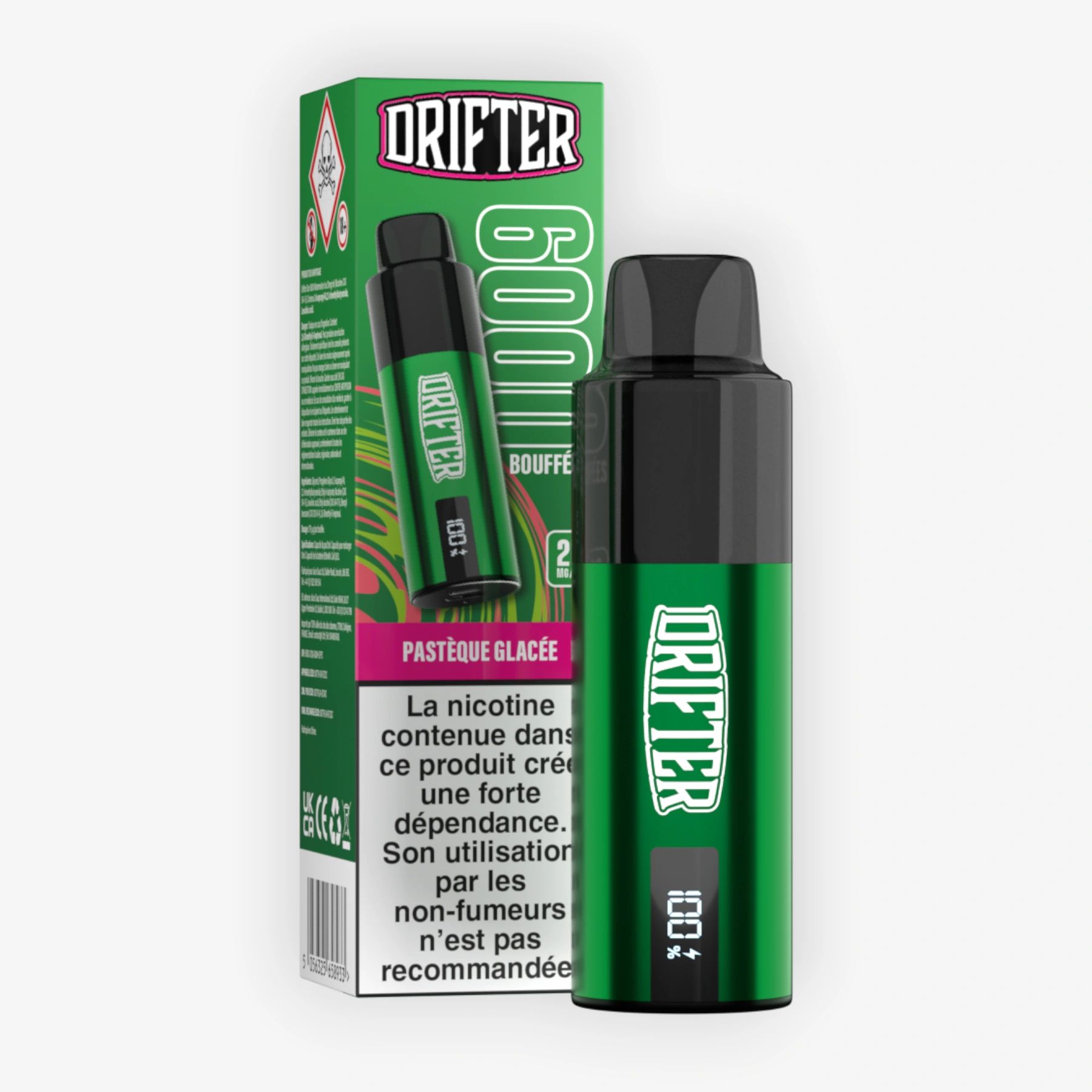Kit Drifter Bar 6000 850mah Pasteque Glacee 10+2ml 20mg Drifter
