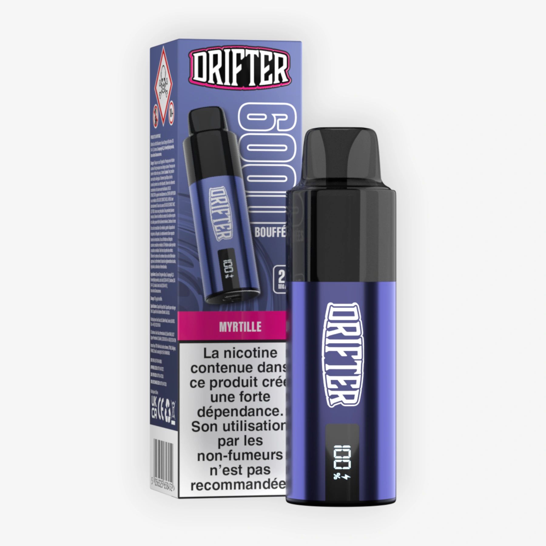 Kit Drifter Bar 6000 850mah Myrtille 10+2ml 20mg Drifter