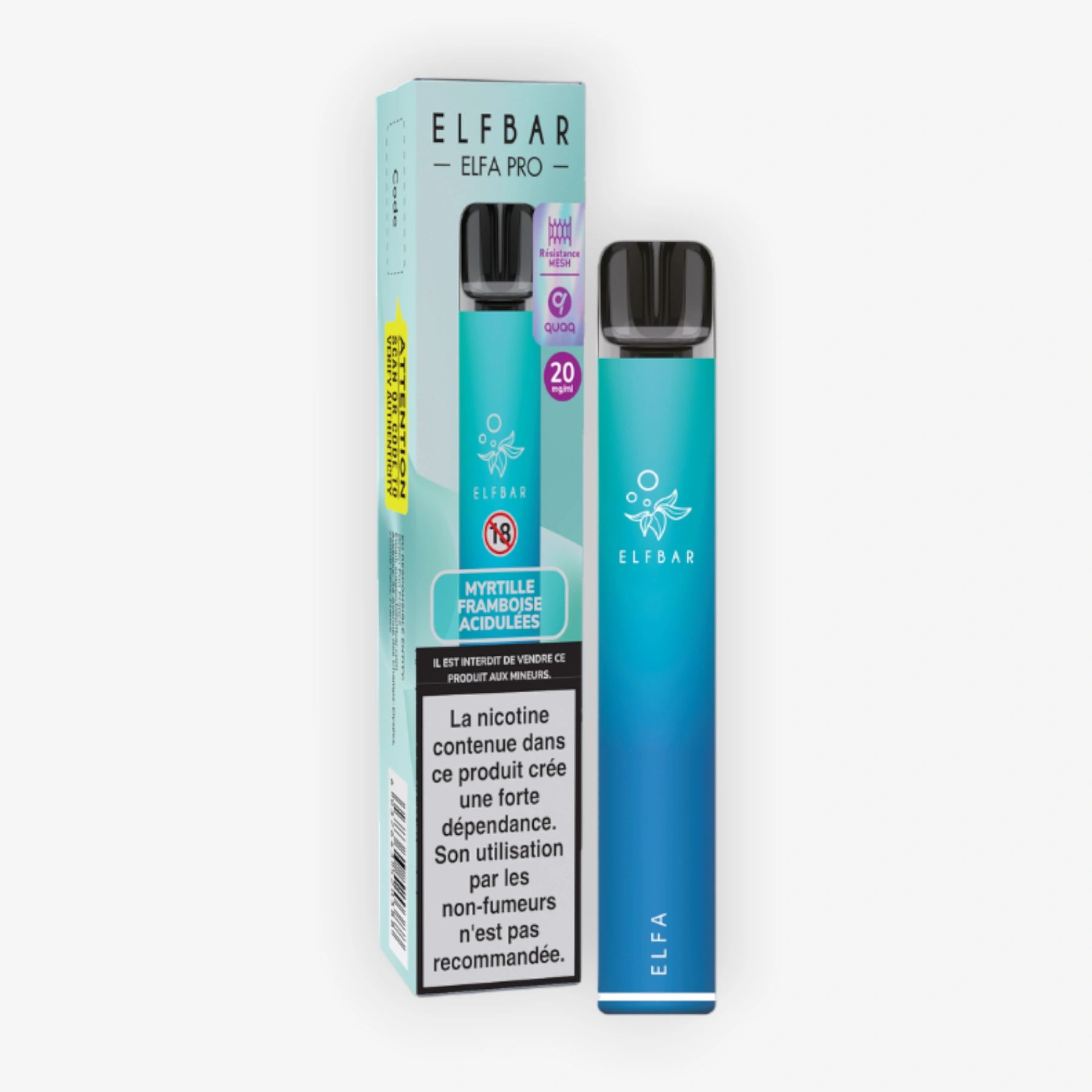 Kit ELFA Pro (+ Pod 2ml 20mg Myrtille Framboise Acidulee) Aurora Blue ElfBar