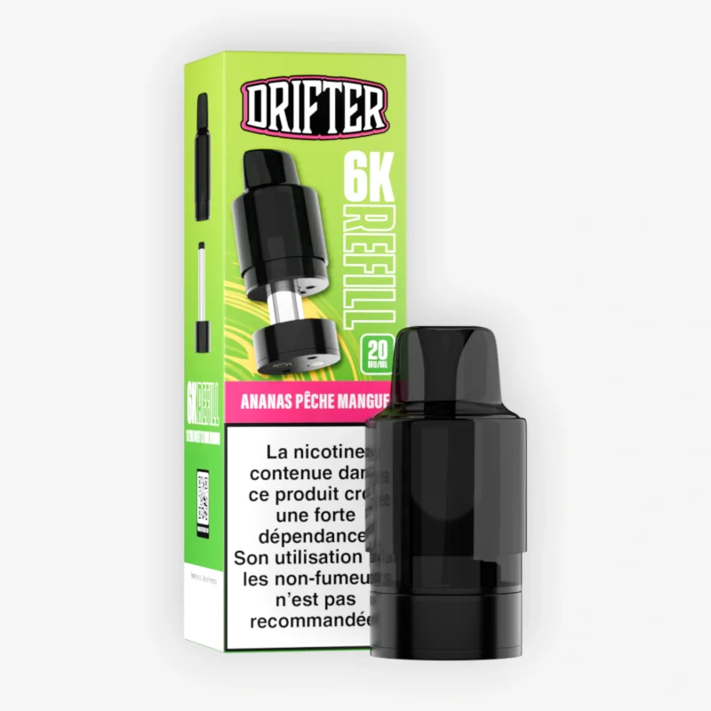 Drifter Bar 6000 Refill 10+2ml 20mg Ananas Peche Mangue Drifter