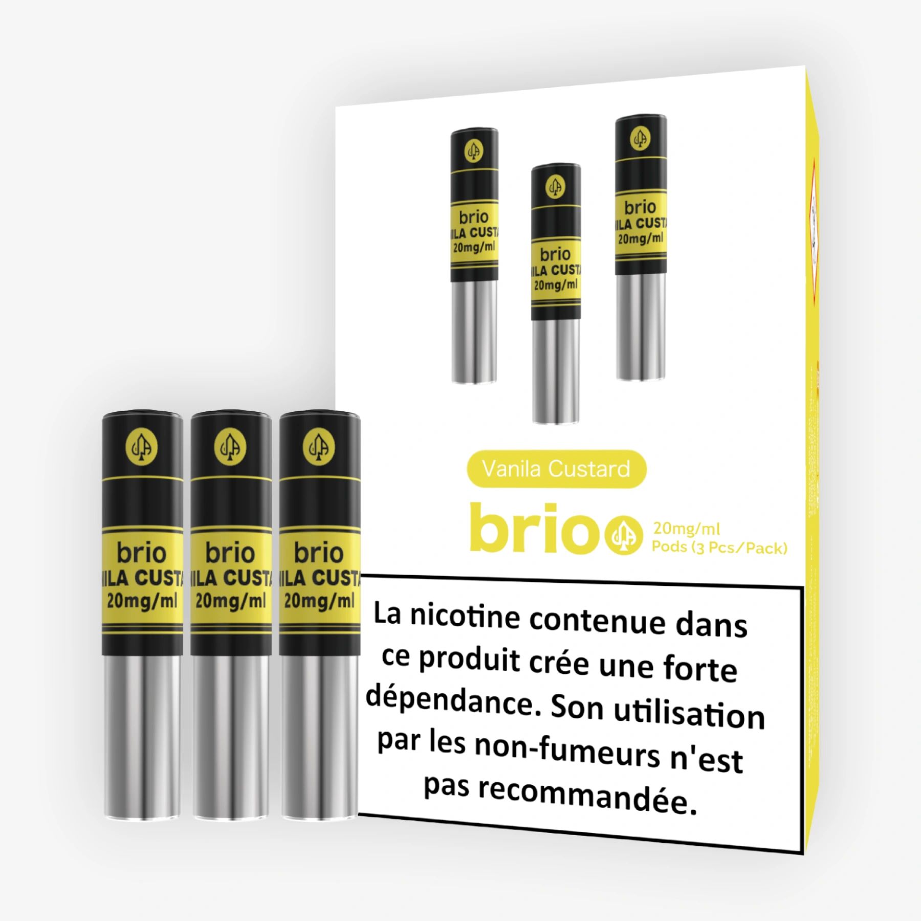 Pack de 3 Pods Brio Vanila Custard 1ml 20mg Da One