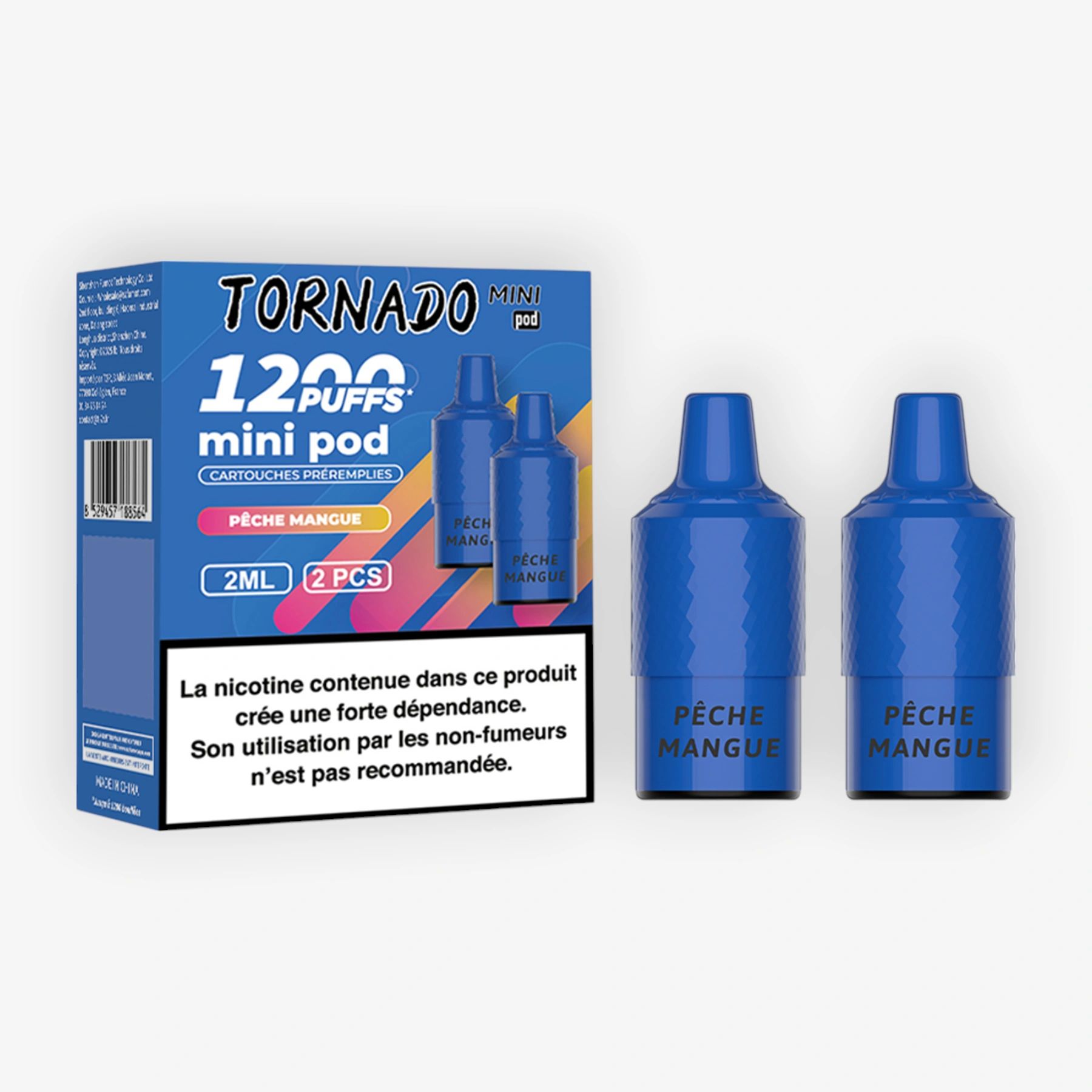 Pack de 2 Pods Tornado Mini Peche Mangue 2ml 20mg Fumot