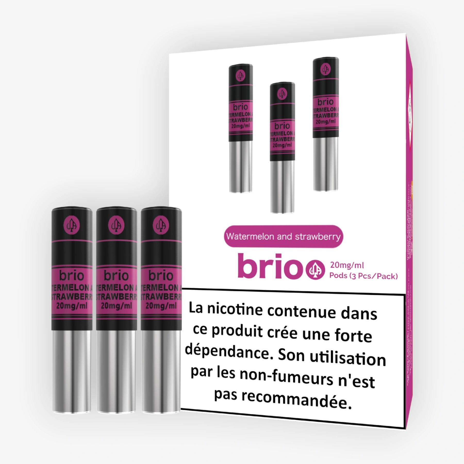 Pack de 3 Pods Brio Watermelon and Strawberry 1ml 20mg Da One