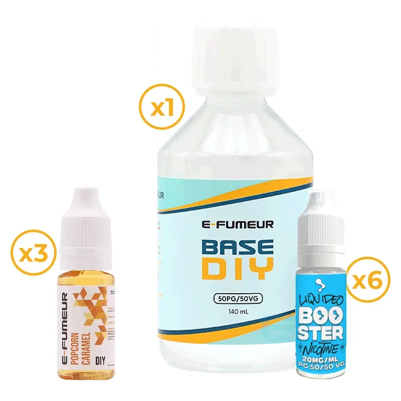 Pack DIY Popcorn Caramel 230 mL - E-FUMEUR — Nicotine: 6 mg